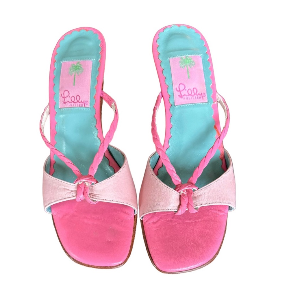 Lilly Pulitzer Pink Kitten Heel Sandals - Size 6
